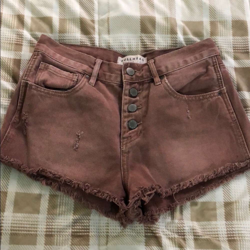 Plum Denim High-Rise Shorts